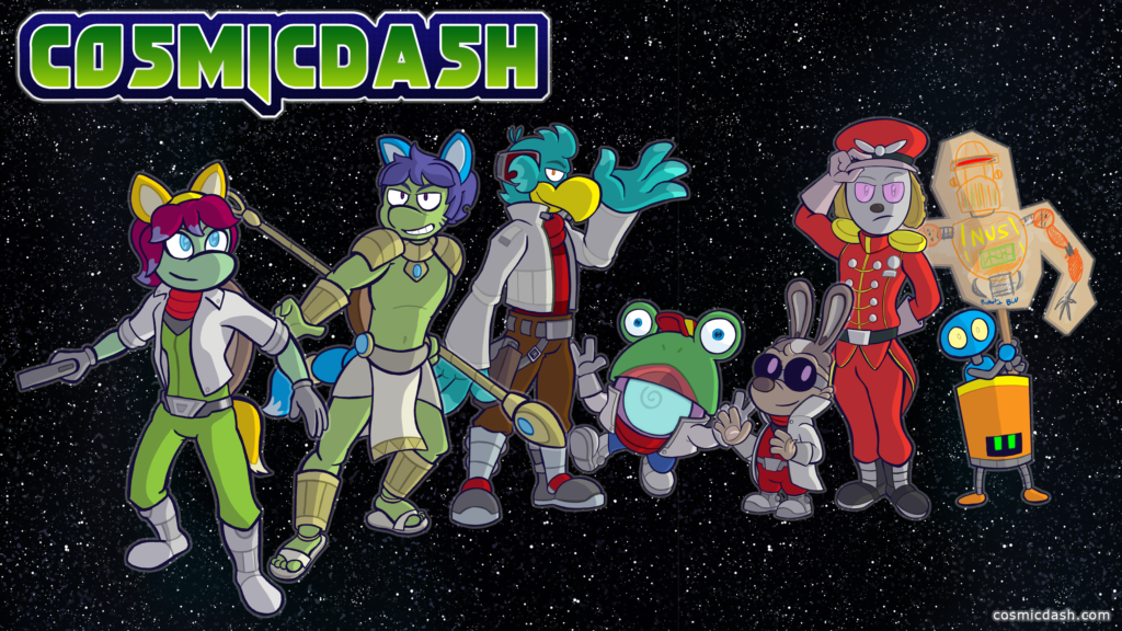 Wallpaper depicting the Cosmic Dash characters in Star Fox cosplay.
